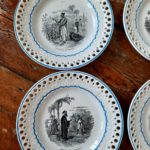 Assiettes parlantes porcelaine opaque Creil et Montereau - esprit brocante hermin