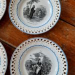 Assiettes parlantes porcelaine opaque Creil et Montereau - esprit brocante hermin