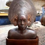 Buste femme danseuse balinaise en bronze - esprit brocante hermin