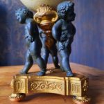 Oeuf d'autruche sur support bronze et régule Napoléon III - esprit brocante hermin