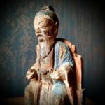 Statues bois polychrome taoïstes Dynastie Qing - esprit brocante hermin