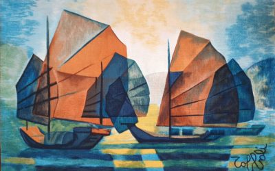 Tapisserie Louis Toffoli (1907-1999) Les Sampans