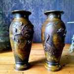 Vases en bronze Meïji Japon - Esprit Brocante Hermin